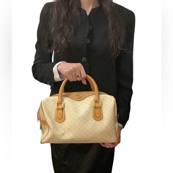 Gucci brown gg golden logo Boston bag - Picture 13 of 16